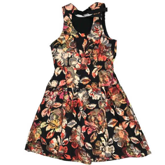 Leifsdottir Anthropologie Adelita Floral Shimmer Brocade Fit Flare Mini Dress 4 - Picture 8 of 11